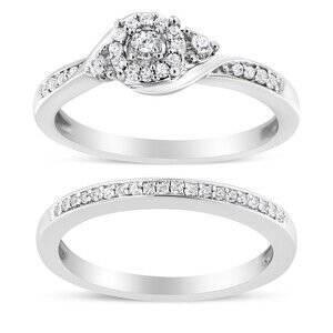 .925 Sterling Silver 1/4 Cttw Diamond Halo